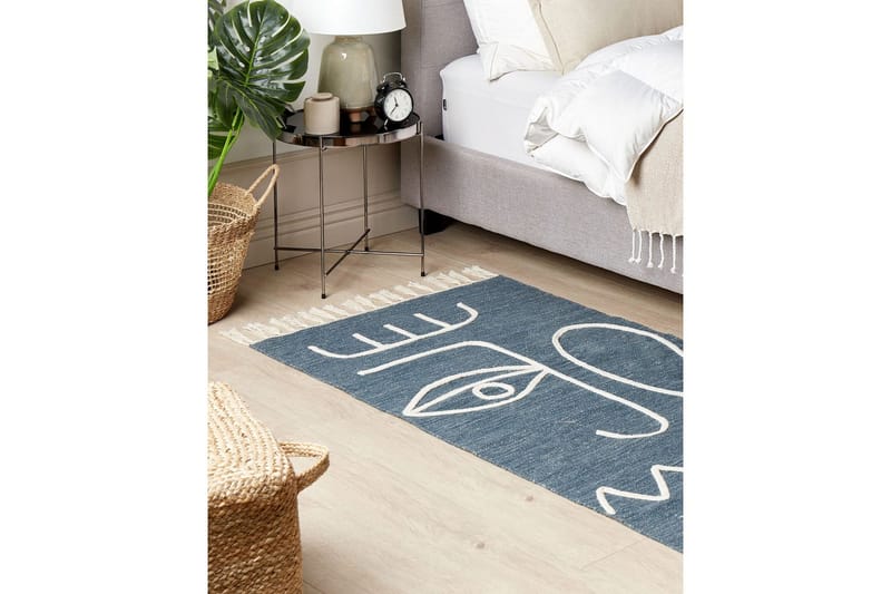 Plattvävd Yavu - Blå, Vit, 80x150 cm - Textilier & mattor - Mattor - Utomhusmattor