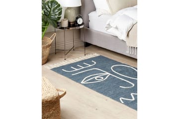 Plattvävd Yavu - Blå, Vit, 80x150 cm - Textilier & mattor - Mattor - Små mattor