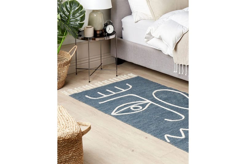 Plattvävd Yavu - Blå, Vit, 80x150 cm - Textilier & mattor - Mattor - Utomhusmattor