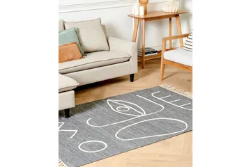 Plattvävd Yavu - Grå, vit, 140x200 cm - Textilier & mattor - Mattor - Små mattor