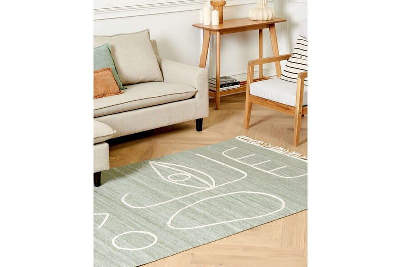 Plattvävd Yavu - Grön, Vit, 140x200 cm - Textilier & mattor - Mattor - Utomhusmattor