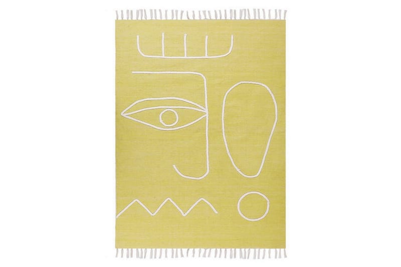 Plattvävd Yavu, Gul, 140x200 cm