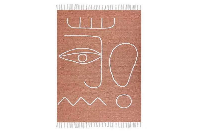 Plattvävd Yavu - Röd, Vit, 140x200 cm - Textilier & mattor - Mattor - Utomhusmattor