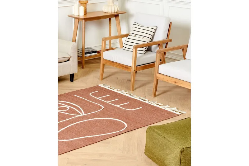 Plattvävd Yavu - Röd, Vit, 140x200 cm - Textilier & mattor - Mattor - Utomhusmattor