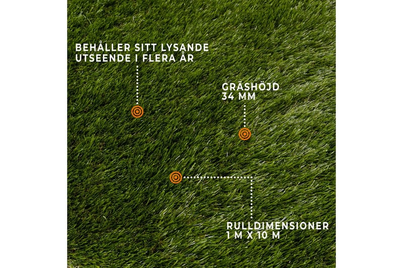 Fornorth Konstgräs Natural 34 mm, 1x10 m Rulle - Grön - Textilier & mattor - Mattor - Specialmatta - Nålfiltsmattor & konstgräsmattor