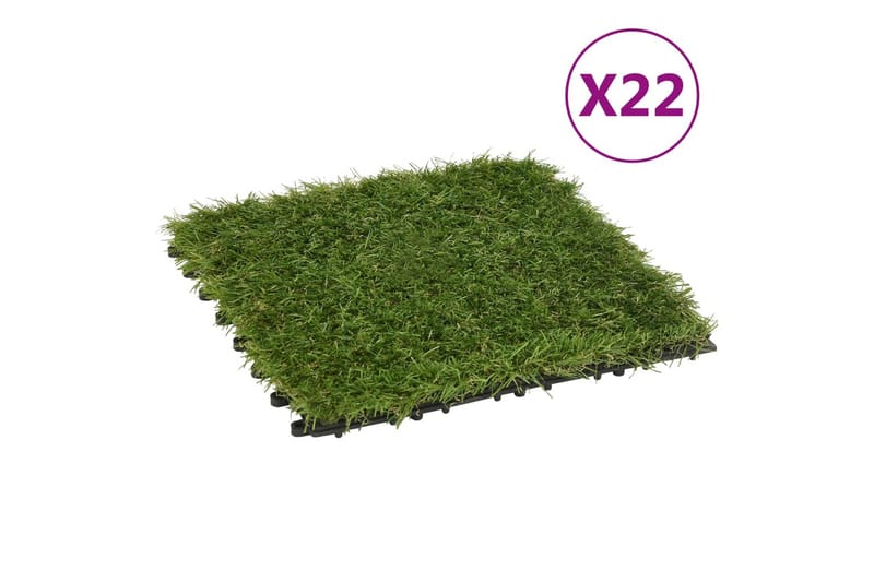 Konstgräsplattor 22 st grön 30x30 cm - Grön - Textilier & mattor - Mattor - Specialmatta - Nålfiltsmattor & konstgräsmattor