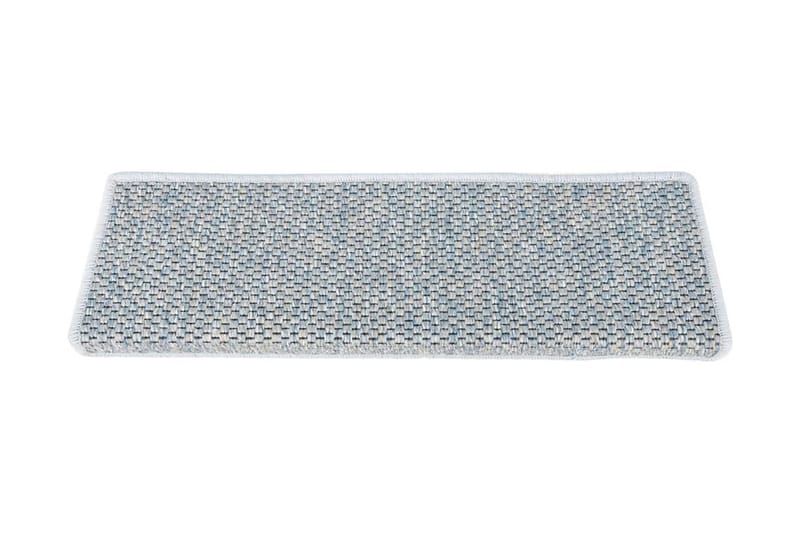 Trappstegsmattor självhäftande sisal 15 st 65x25 cm blå - Blå - Trappstegsmattor