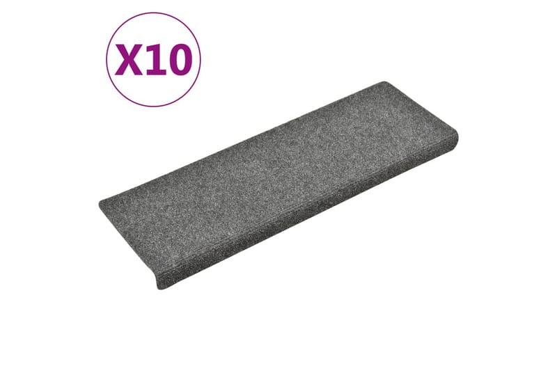 Trappstegsmattor 10 st ljusgrå 65x25 cm brodyr - Grå - Textilier & mattor - Mattor - Specialmatta - Trappstegsmattor
