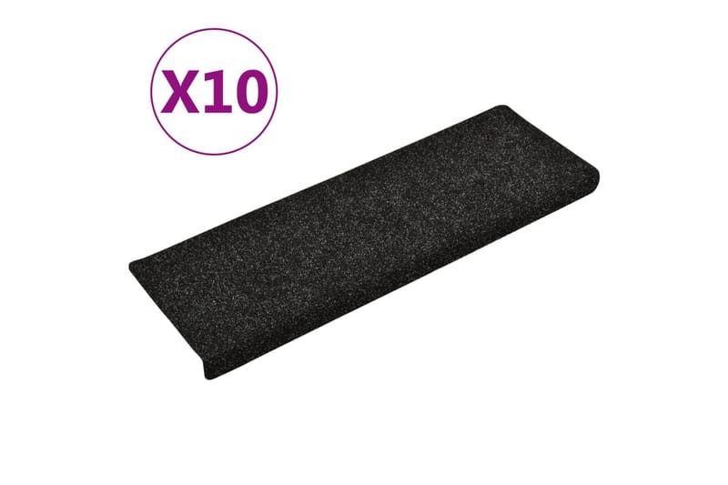 Trappstegsmattor 10 st svart 65x25 cm brodyr - Svart - Textilier & mattor - Mattor - Specialmatta - Trappstegsmattor