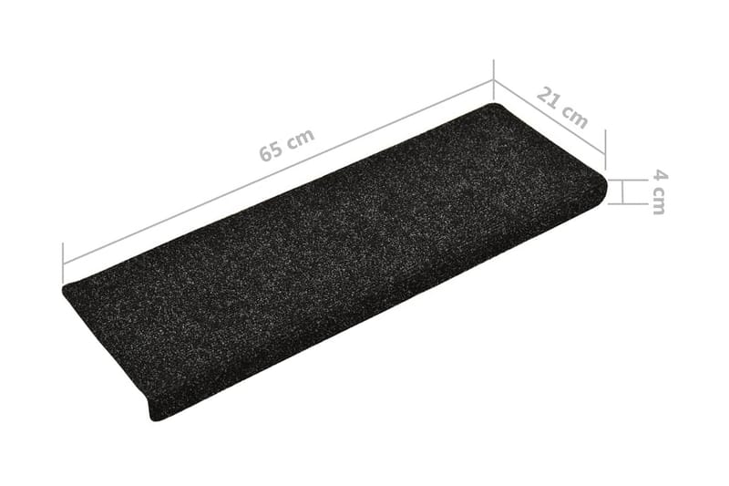Trappstegsmattor 10 st svart 65x25 cm brodyr - Svart - Textilier & mattor - Mattor - Specialmatta - Trappstegsmattor