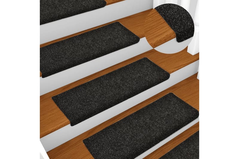 Trappstegsmattor 10 st svart 65x25 cm brodyr - Svart - Textilier & mattor - Mattor - Specialmatta - Trappstegsmattor