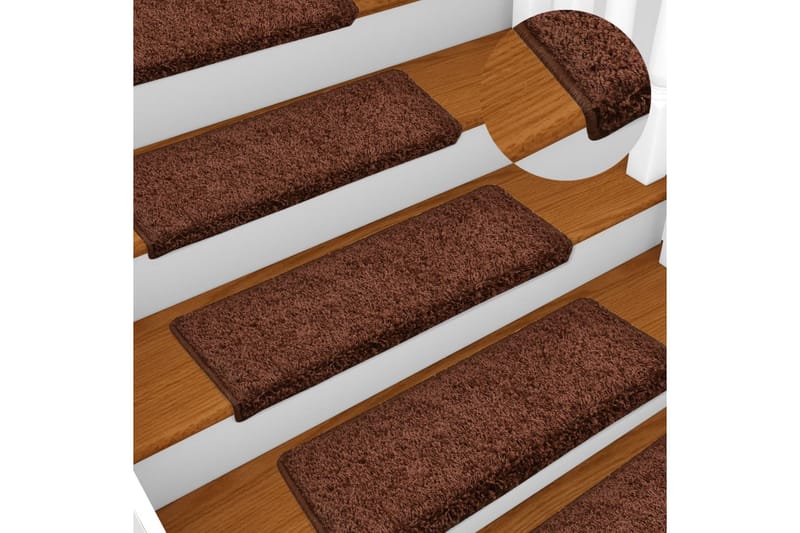 Trappstegsmattor 15 st 65x25 cm brun - Brun - Textilier & mattor - Mattor - Specialmatta - Trappstegsmattor