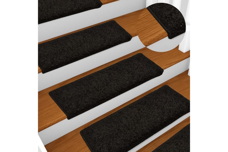 Trappstegsmattor 15 st 65x25 cm svart - Svart - Textilier & mattor - Mattor - Specialmatta - Trappstegsmattor