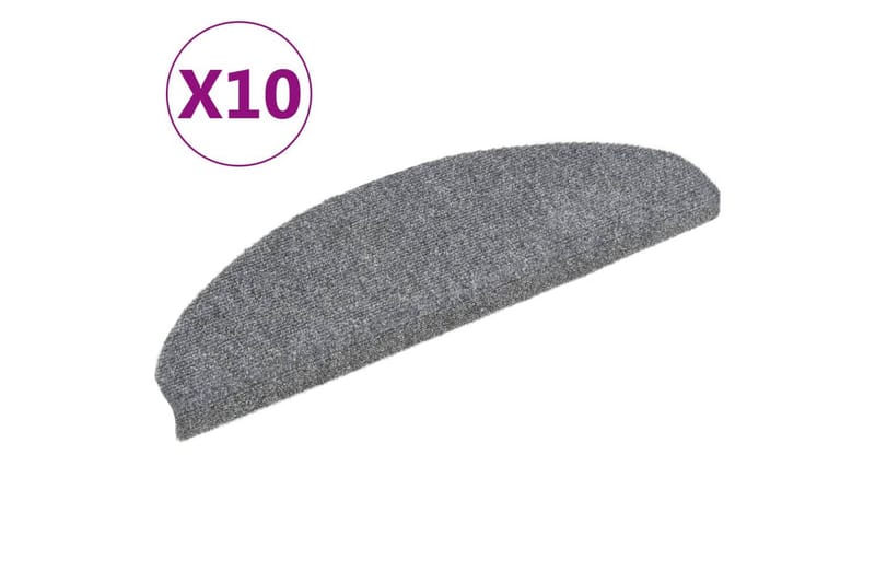 Trappstegsmattor självhäftande 10 st ljusgrå 65x21x4 cm brod - Grå - Textilier & mattor - Mattor - Specialmatta - Trappstegsmattor