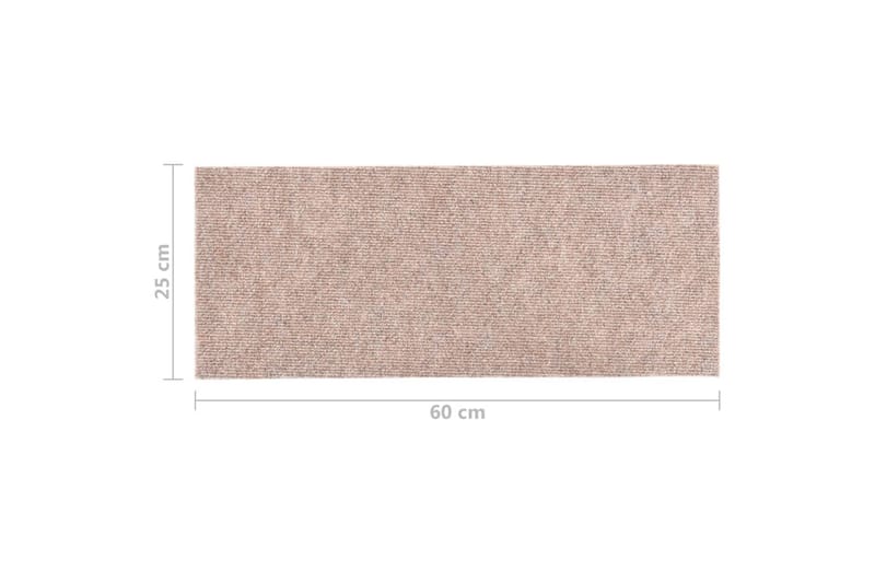 Trappstegsmattor självhäftande 15 st 60x25 cm ljusbrun - Brun - Textilier & mattor - Mattor - Specialmatta - Trappstegsmattor
