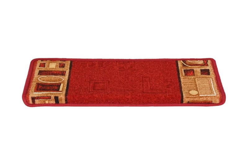 Trappstegsmattor självhäftande 15 st 65x25 cm röd - Röd - Textilier & mattor - Mattor - Specialmatta - Trappstegsmattor