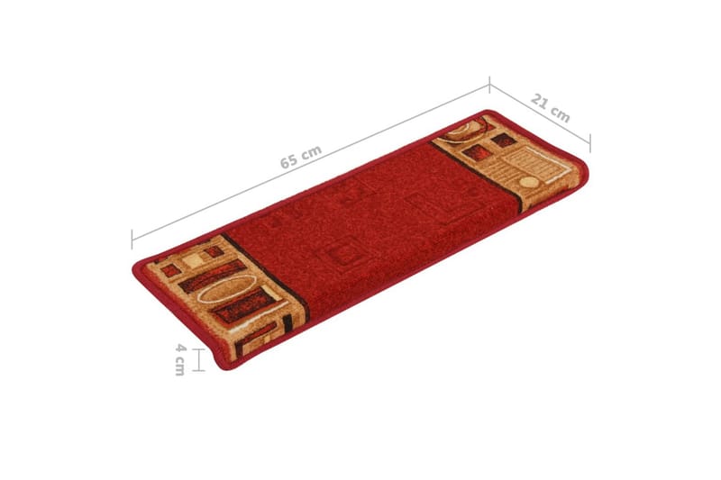Trappstegsmattor självhäftande 15 st 65x25 cm röd - Röd - Textilier & mattor - Mattor - Specialmatta - Trappstegsmattor