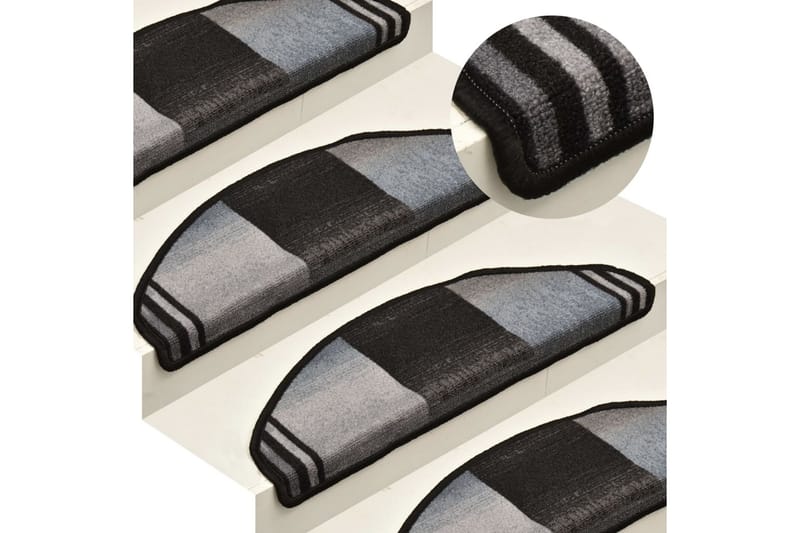 Trappstegsmattor självhäftande 15 st svart och grå 65x21x4 c - Flerfärgad - Trappstegsmattor