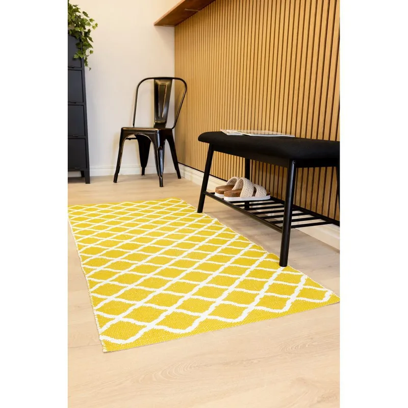 Plastmatta Hilma Wave - 70x150 cm, Gul - Textilier & mattor - Mattor - Modern matta - Friezemattor