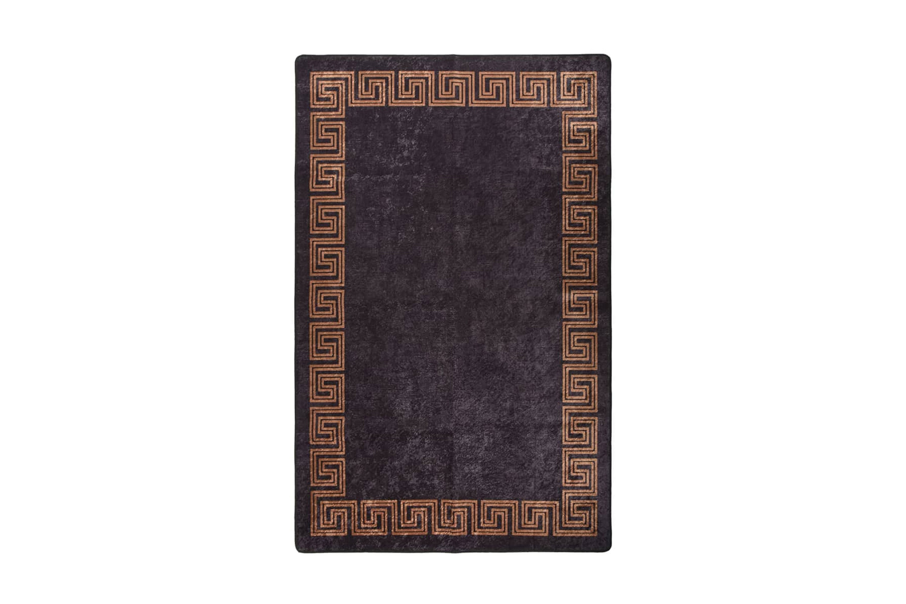 Matta tvättbar 80×150 cm svart och guld halkfri – Flerfärgad