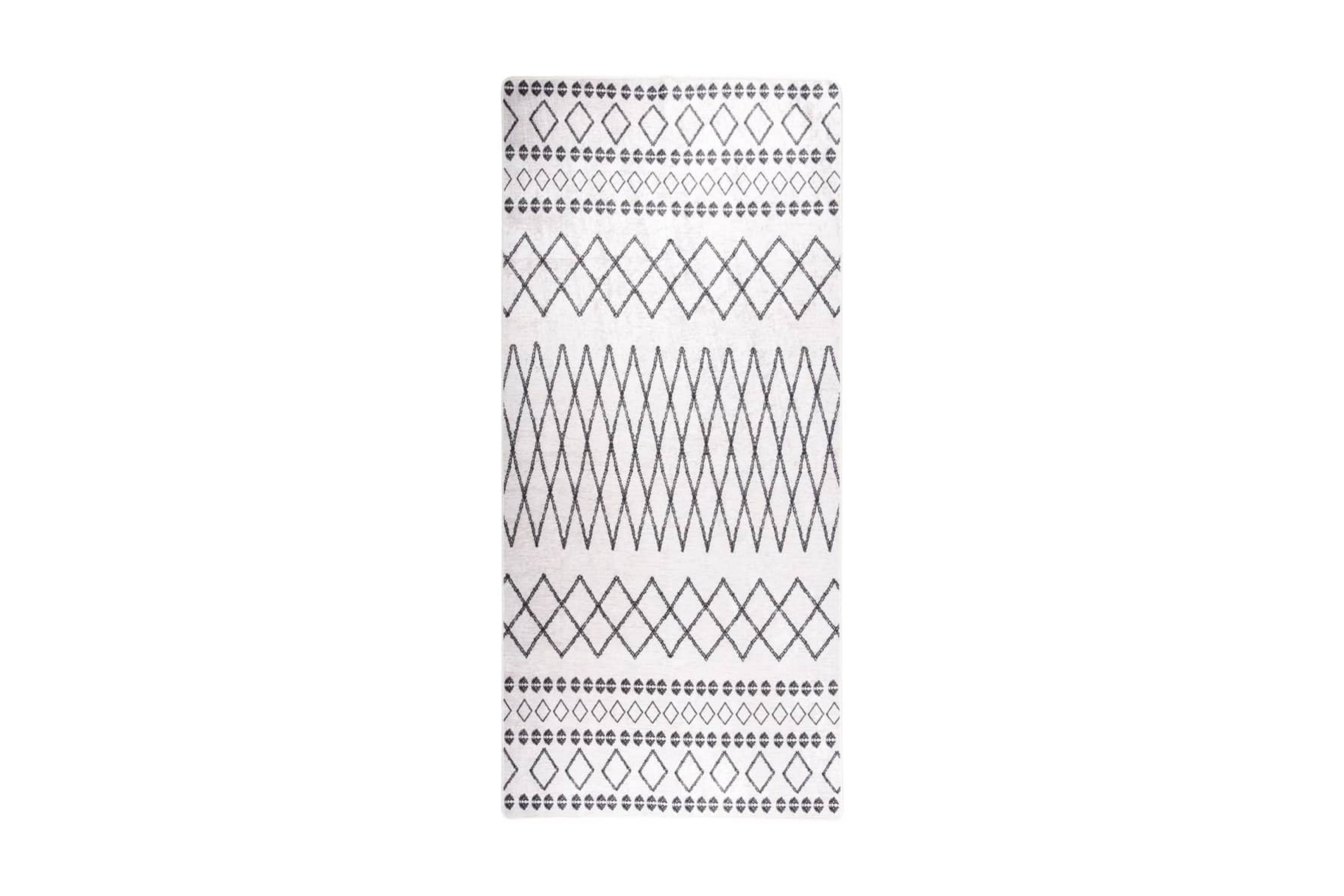 Matta tvättbar 80×300 cm svart och vit halkfri – Flerfärgad