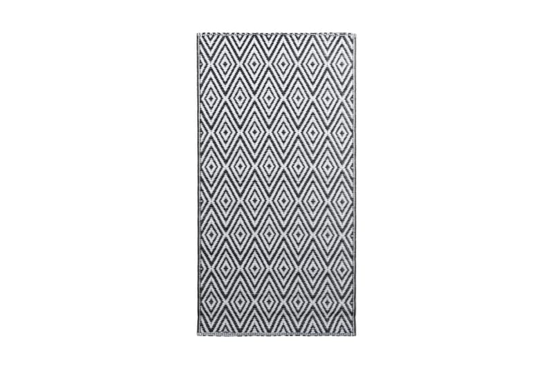 Utomhusmatta vit och svart 120x180 cm PP - Textilier & mattor - Mattor - Utomhusmattor