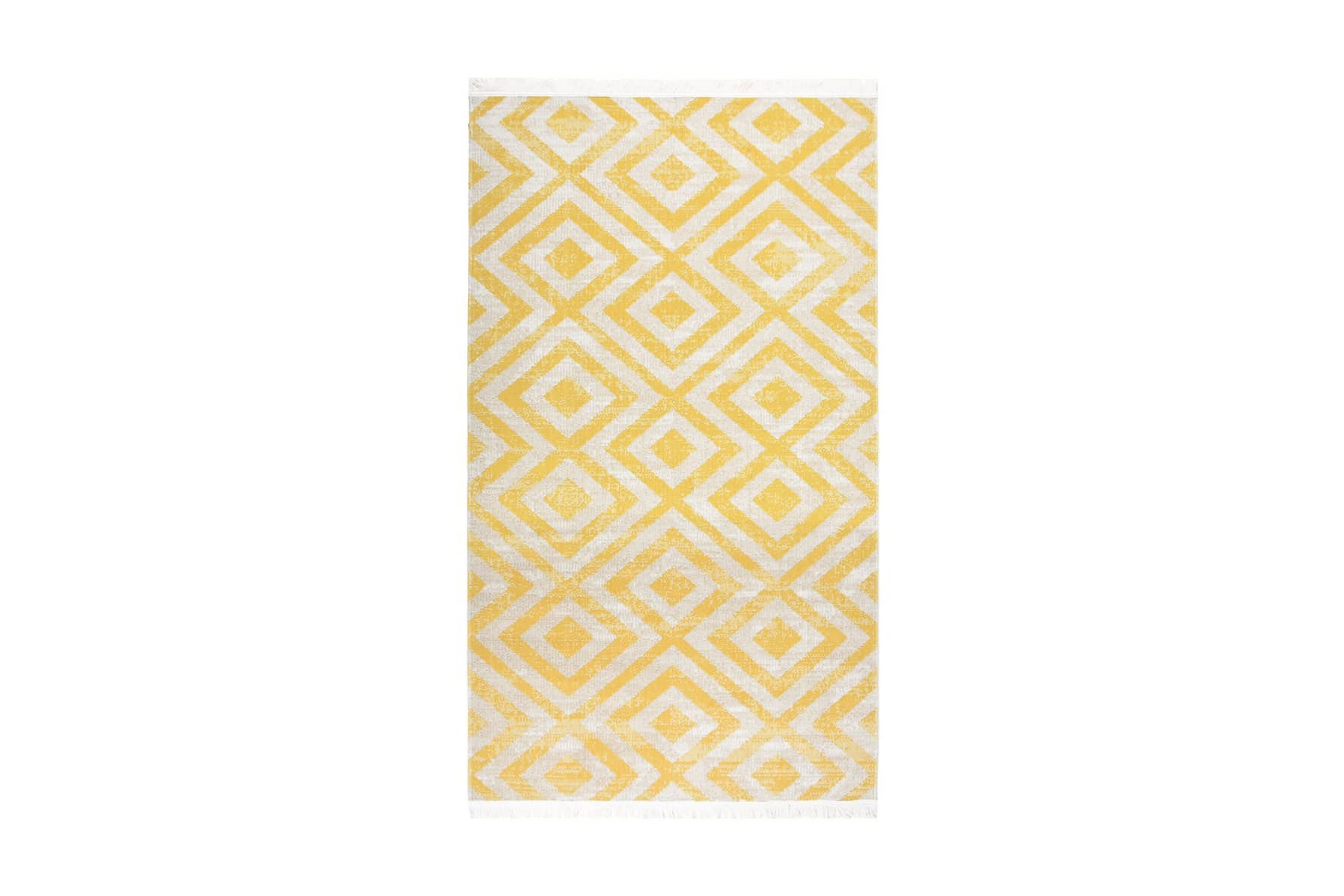 Utomhusmatta plattvävd 115×170 cm gul och beige – Gul