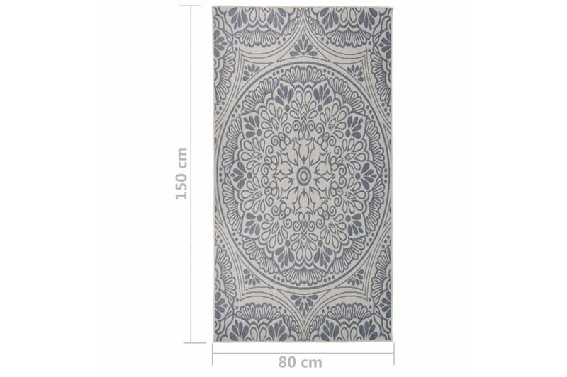 Utomhusmatta plattvävd 80x150 cm blått tryck - Blå - Textilier & mattor - Mattor - Utomhusmattor