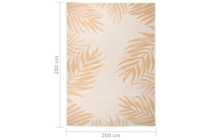Utomhusmatta plattvävd 200x280 cm bladmönstrad - Gul - Textilier & mattor - Mattor - Utomhusmattor