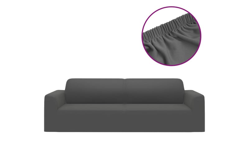 beBasic Sofföverdrag 3-sits med stretch antracit polyesterjersey - Sofföverdrag