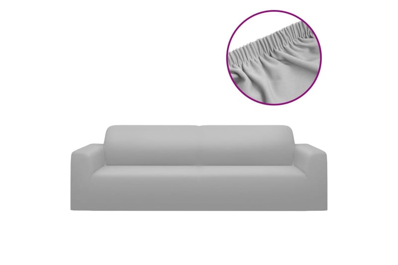 beBasic Sofföverdrag 3-sits med stretch grå polyesterjersey - Sofföverdrag