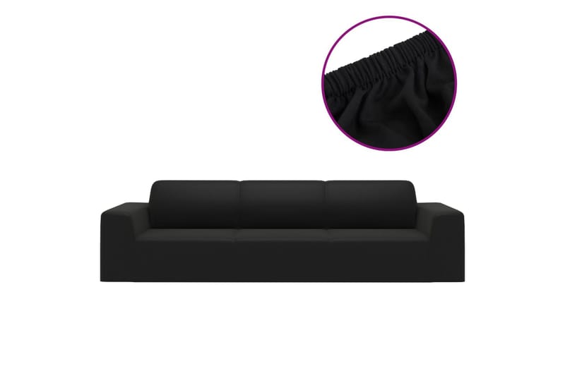 beBasic Sofföverdrag 4-sits med stretch svart polyesterjersey - Sofföverdrag