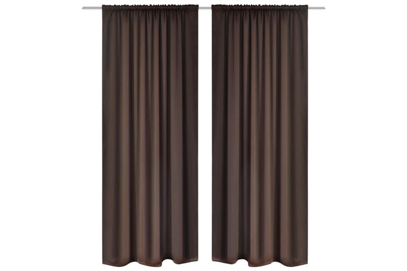 Mörkläggningsgardiner med kanaler 2 st 135x245 cm brun - Brun - Gardiner & gardinupphängning