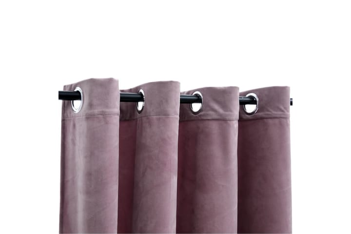Mörkläggningsgardiner med ringar 2 st rosa sammet 140x175 cm -   - Gardiner & gardinupphängning