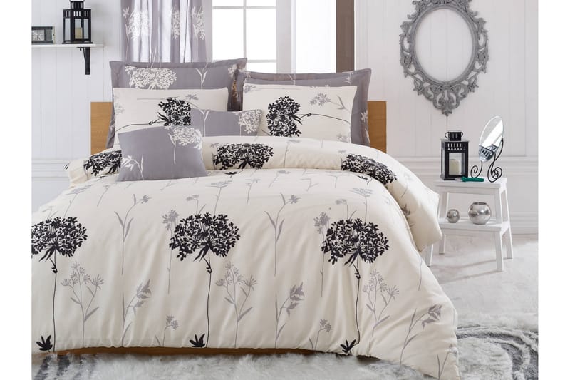 EPONJ HOME Bäddset Dubbelt 4-dels Grå/Beige/Svart - Textilier & mattor - Sängkläder - Bäddset & påslakanset - Bäddset dubbelsäng