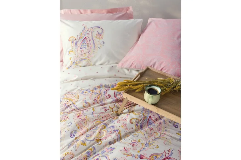 Bäddset Ranforce Dubbel Täckeöverdrag Set Jorix Veyaa Rosa - Textilier & mattor - Sängkläder - Bäddset & påslakanset