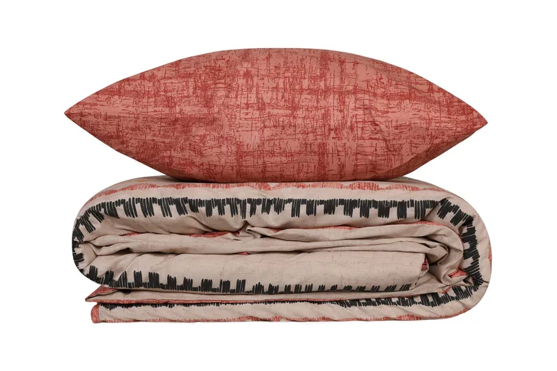 Botswana Bäddset 140x200 cm, Tegelröd Gul Vit Svart