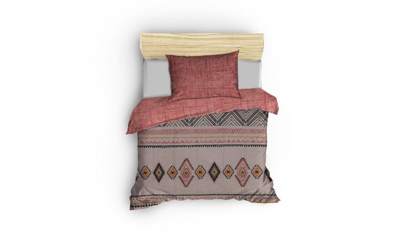 Botswana Bäddset 140x200 cm - Tegelröd Gul Vit Svart - Textilier & mattor - Sängkläder - Bäddset & påslakanset