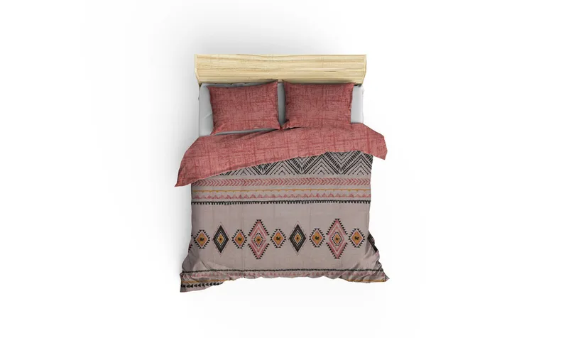 Botswana Bäddset 240x220 cm - Tegelröd Gul Vit Svart - Textilier & mattor - Sängkläder - Bäddset & påslakanset