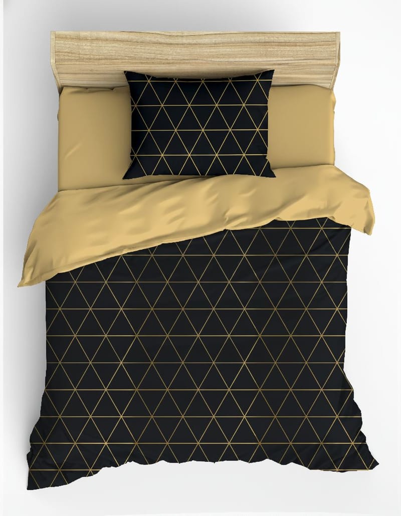Branlor Bäddset 140x200 cm - Veta Guld Svart - Textilier & mattor - Sängkläder - Bäddset & påslakanset