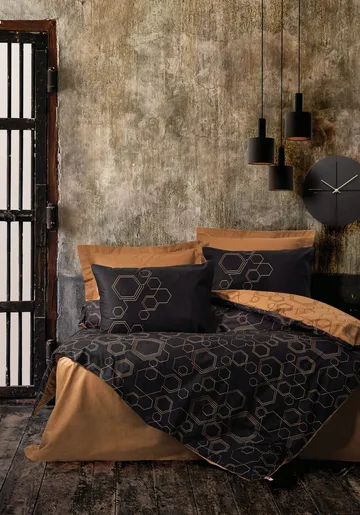 Marteby Bäddset 240x220 cm - Gryningskoppar Svart - Textilier & mattor - Sängkläder - Bäddset & påslakanset