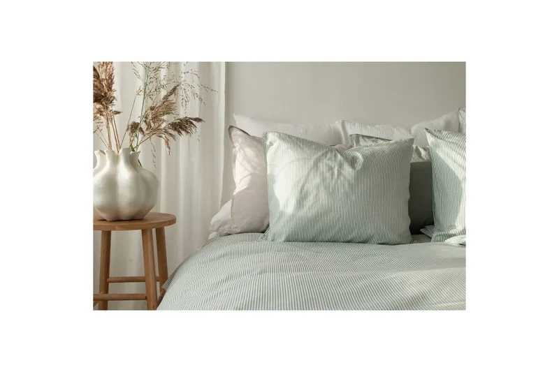 Påslakanset Dubbelsäng 3-Dels Thelma Stripe Grön - Textilier & mattor - Sängkläder - Bäddset & påslakanset