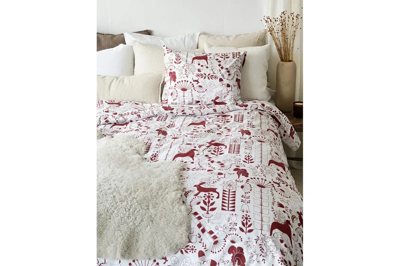 Påslakanset Enkelsäng 2-Dels Äppelbo - Röd - Textilier & mattor - Sängkläder - Bäddset & påslakanset