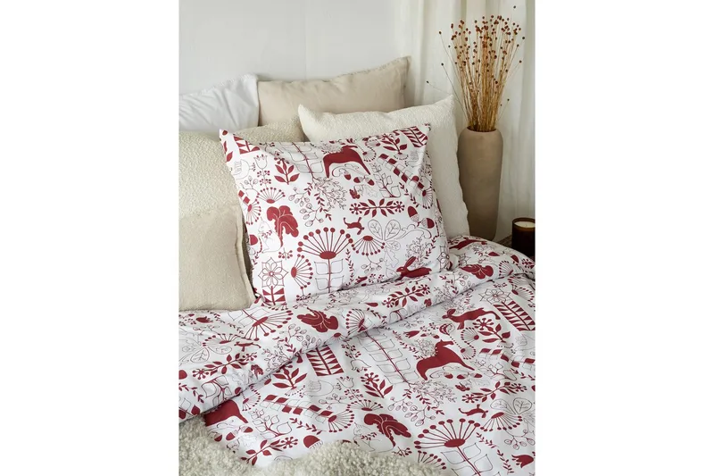 Påslakanset Enkelsäng 2-Dels Äppelbo - Röd - Textilier & mattor - Sängkläder - Bäddset & påslakanset
