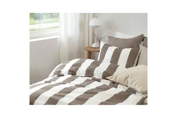 Påslakanset Enkelsäng 2-Dels Block stripe - Brun - Textilier & mattor - Sängkläder - Bäddset & påslakanset