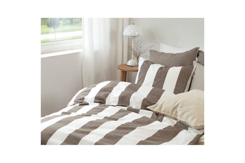 Påslakanset Enkelsäng 2-Dels Block stripe - Brun - Textilier & mattor - Sängkläder - Bäddset & påslakanset