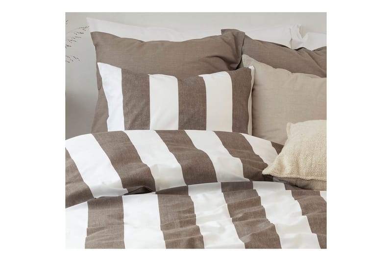 Påslakanset Enkelsäng 2-Dels Block stripe - Brun - Textilier & mattor - Sängkläder - Bäddset & påslakanset