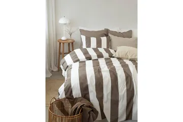 Påslakanset Enkelsäng 2-Dels Block stripe - Brun - Textilier & mattor - Sängkläder - Bäddset & påslakanset