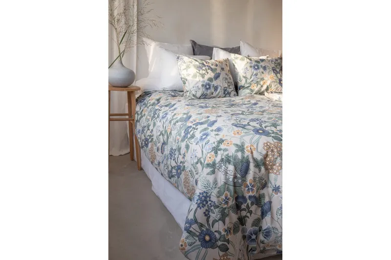Påslakanset Enkelsäng 2-Dels Blombacken - Blå - Textilier & mattor - Sängkläder - Bäddset & påslakanset