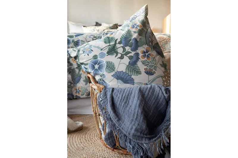 Påslakanset Enkelsäng 2-Dels Blombacken - Blå - Textilier & mattor - Sängkläder - Bäddset & påslakanset